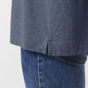 prepster long sleeve dark heather blue front detail 2