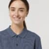 prepster long sleeve dark heather blue front detail 5