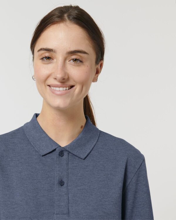 prepster long sleeve dark heather blue front detail 5