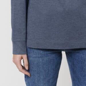prepster long sleeve dark heather blue front detail 6