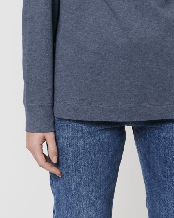 prepster long sleeve dark heather blue front detail 6