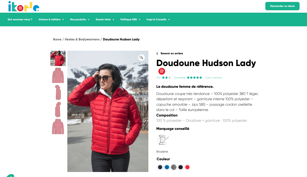fiche produit Doudoune HUDSON