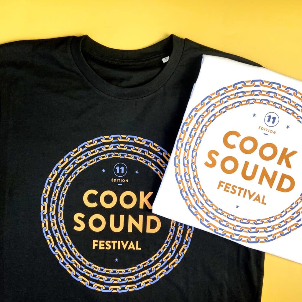 cooksound festival t shirt creator blanc&noir chaînes sérigraphie 1